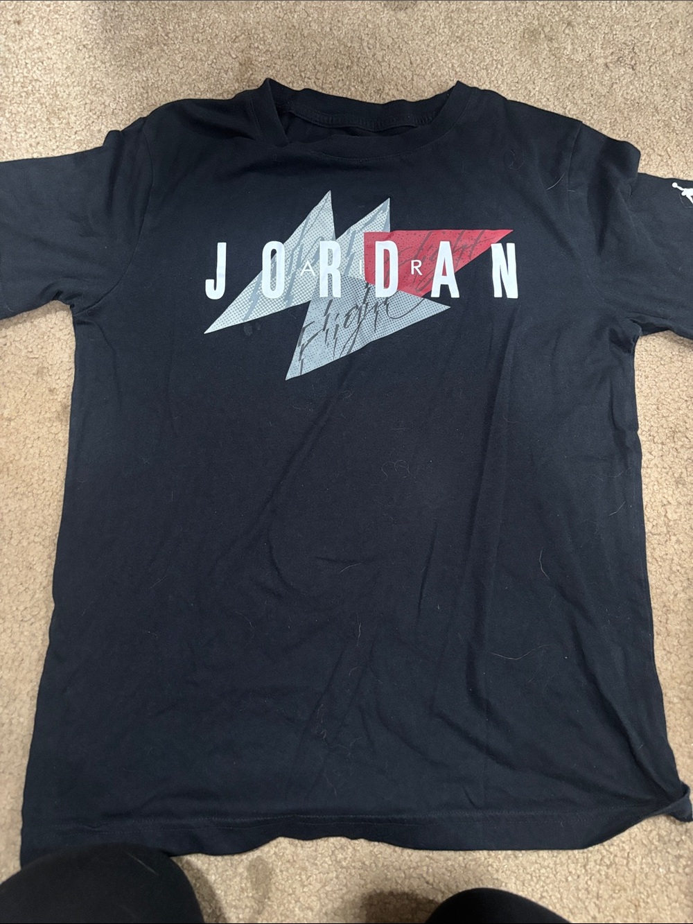 Jordan Black Short Sleeve Tee with White and Red Logos